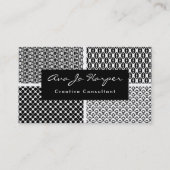 Schwarze u. weiße Retro Muster x vier: Spaß u. Visitenkarte (Vorderseite)