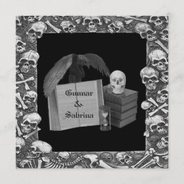 Schwarze u. weiße Romance Schädel Spellbook Einladung