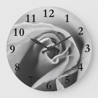 Schwarze u. weiße Rose Große Wanduhr