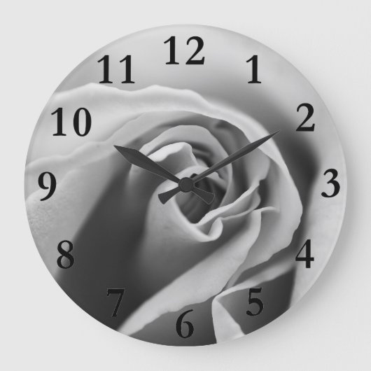 Schwarze u. weiße Rose Große Wanduhr (Vorderseite)