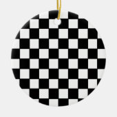 Schwarze u. weiße Schachbrett-Gewohnheit Keramik Ornament (Vorne)