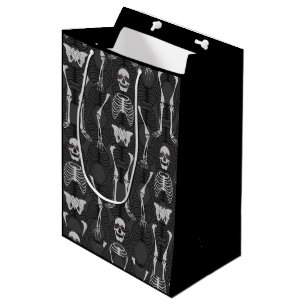 Schwarze u. weiße Skelette Halloween Mittlere Geschenktüte