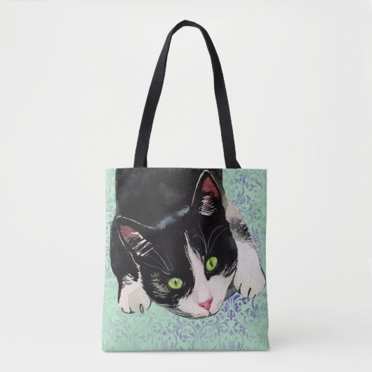 Schwarze u. weiße Smokings-Katze Tasche (Vorderseite)