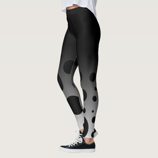 Schwarze u. weiße Spaß-Punkte u. Kreise mit Ombre Leggings (Links)