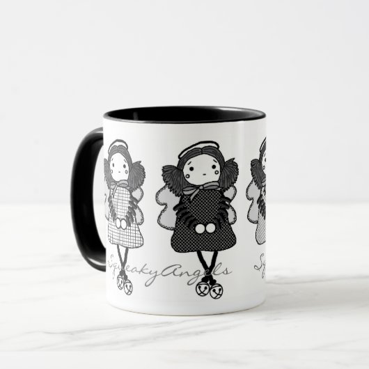 Schwarze u. weiße SqueakyAngels Tasse (Vorderseite Links)