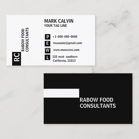 Schwarze u. weiße StandardVisitenkarte Visitenkarte (Vorne/Hinten)