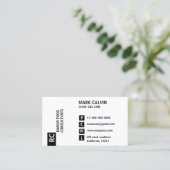 Schwarze u. weiße StandardVisitenkarte Visitenkarte (Stehend Vorderseite)