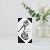 Schwarze u. weiße Stilett-Schuh-hohe Heels-Pumpen Visitenkarte (Stehend Vorderseite)