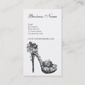 Schwarze u. weiße Stilett-Schuh-hohe Heels-Pumpen Visitenkarte (Rückseite)