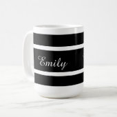 Schwarze u. weiße Streifen, addieren Ihren Namen Kaffeetasse (Vorderseite Links)