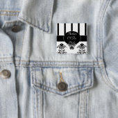 Schwarze u. weiße Streifen, Monogramm-Barock Button (Beispiel)