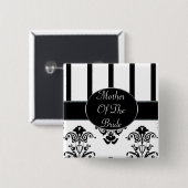 Schwarze u. weiße Streifen, Monogramm-Barock Button (Vorne & Hinten)