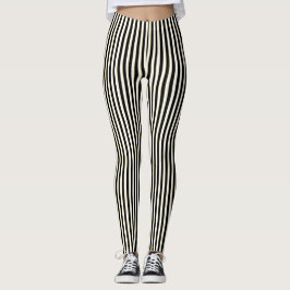 Schwarze u. weiße Streifen-Muster-Leggings Leggings