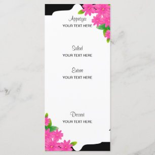 Schwarze u. weiße Streifen, rosa Menü des Gold Menükarte