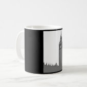 Schwarze u. weiße Tasse Londons Big Ben (Vorderseite Links)