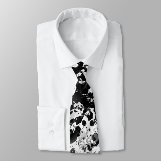 Schwarze u. weiße TINTE SPRITZT nahtloses Muster Krawatte (Gebunden)