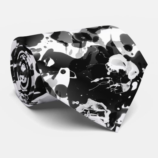 Schwarze u. weiße TINTE SPRITZT nahtloses Muster Krawatte (Gerollt)