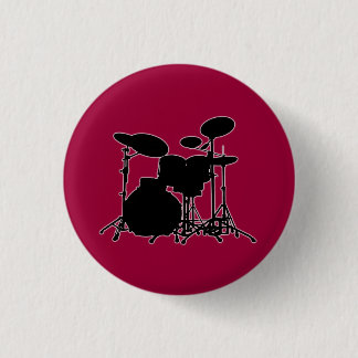 Schwarze u. weiße Trommel-Ausrüstungs-Silhouette - Button