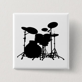 Schwarze u. weiße Trommel-Ausrüstungs-Silhouette - Button