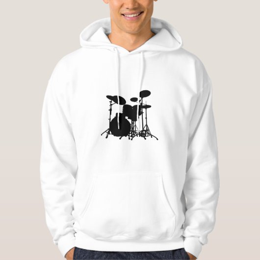 Schwarze u. weiße Trommel-Ausrüstungs-Silhouette - Hoodie (Vorderseite)