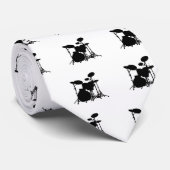 Schwarze u. weiße Trommel-Ausrüstungs-Silhouette - Krawatte (Gerollt)