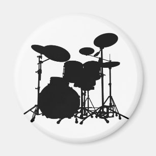 Schwarze u. weiße Trommel-Ausrüstungs-Silhouette Magnet
