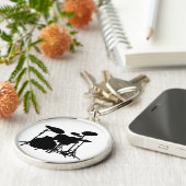 Schwarze u. weiße Trommel-Ausrüstungs-Silhouette - Schlüsselanhänger (Seite)