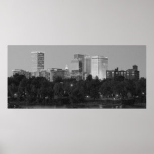 Schwarze u. weiße Tulsa-Skyline Poster