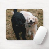 Schwarze u. weiße WelpenMausunterlage Mousepad (Mit Mouse)