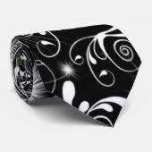 Schwarze u. weiße Wirble Krawatte (Gerollt)