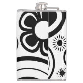 Schwarze u. weiße wunderliche Blumen, Kreise, Flachmann (Rückseite)