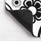 Schwarze u. weiße wunderliche Blumen, Kreise, Mousepad (Ecke)