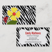 Schwarze u. weiße Zebra-Streifen; Marienkäfer Visitenkarte (Vorne/Hinten)