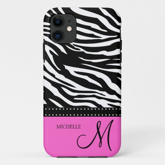 Schwarze u. weiße Zebrastreifen mit Pink Case-Mate iPhone Hülle (Rückseite)