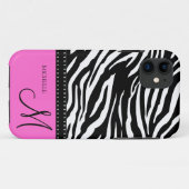 Schwarze u. weiße Zebrastreifen mit Pink Case-Mate iPhone Hülle (Rückseite (Horizontal))