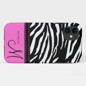 Schwarze u. weiße Zebrastreifen mit Pink Case-Mate iPhone Hülle (Rückseite (Horizontal))