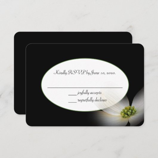 schwarze UAWG mit Blume RSVP Karte (Vorne/Hinten)