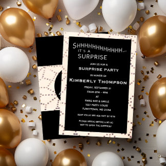 Schwarze Überraschung Geburtstag Custom Age Einlad Einladung