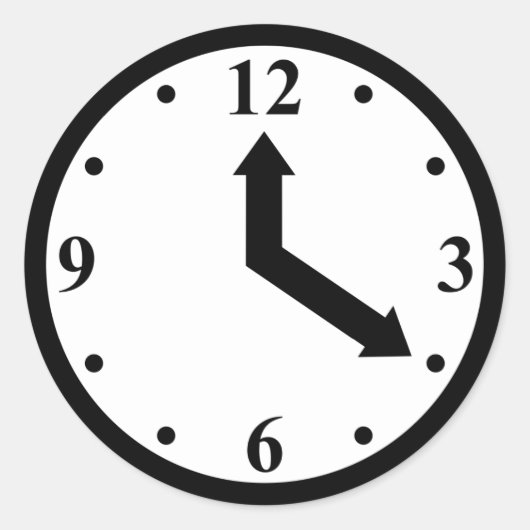 Schwarze Uhr Runder Aufkleber (Vorderseite)