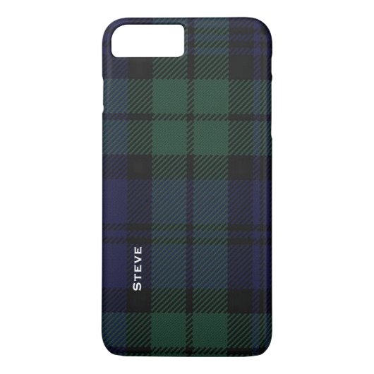 Schwarze UhrTartan karierte iPhone 7 Plusfall Case-Mate iPhone Hülle (Rückseite)