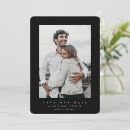 Schwarze Ultra-Minimal-Save the Date-Fotokarte Save The Date
