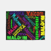 Schwarze umfassende bunte helle Neonnamenscollage Fleecedecke (Vorderseite (Horizontal))