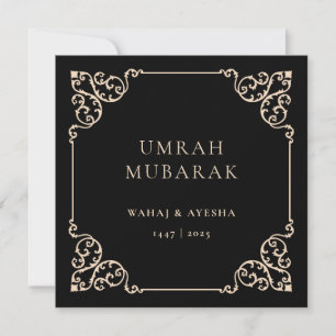 Schwarze Umrah Mubarak Vintage-Rahmen-Grußkarte Feiertagskarte