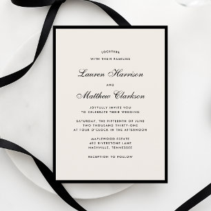 Schwarze Umrandung Elfenbein Moderne Hochzeitseinl Einladung