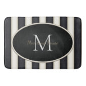 Schwarze und antike weiße Streifen Oval Gerahmte M Badematte (Vorderseite)