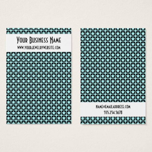 Schwarze und Aqua-Sterne-Muster bei Werbekarten (Vorne & Hinten)