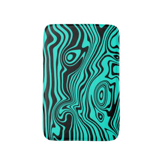 Schwarze und Aquamarine blaue Waves Bath Mat - Ben Badematte (Vorderseite Vertikal)
