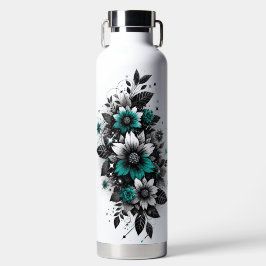 Schwarze und Aquamarine Glitterie Trinkflasche