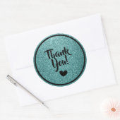 Schwarze und Aquamarine Imitate Glitzer Vielen Dan Runder Aufkleber (Umschlag)