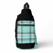 Schwarze und Aquamarine Karierte Drucktasche